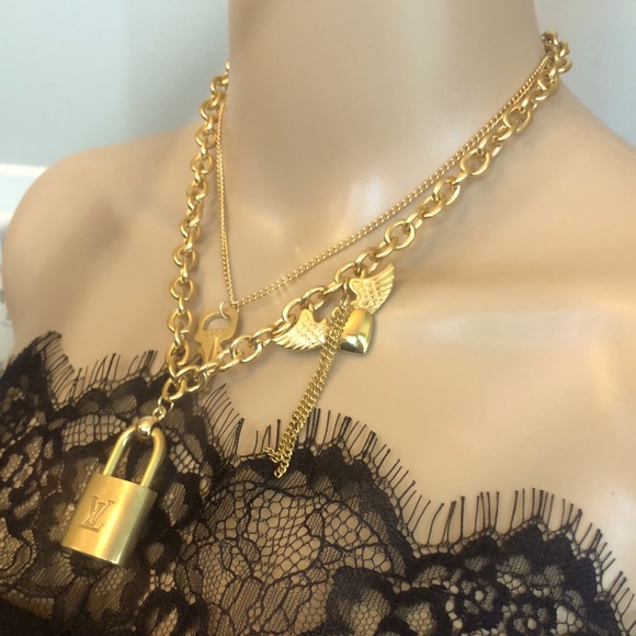 Repurposed Aunthentic Louis Vuitton gold brass Padlock and Key ❤️ - Picture 2 of 6